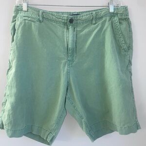 Lucky Brand Mens 36 Linen Cotton Shorts Flat Front Green  Straight